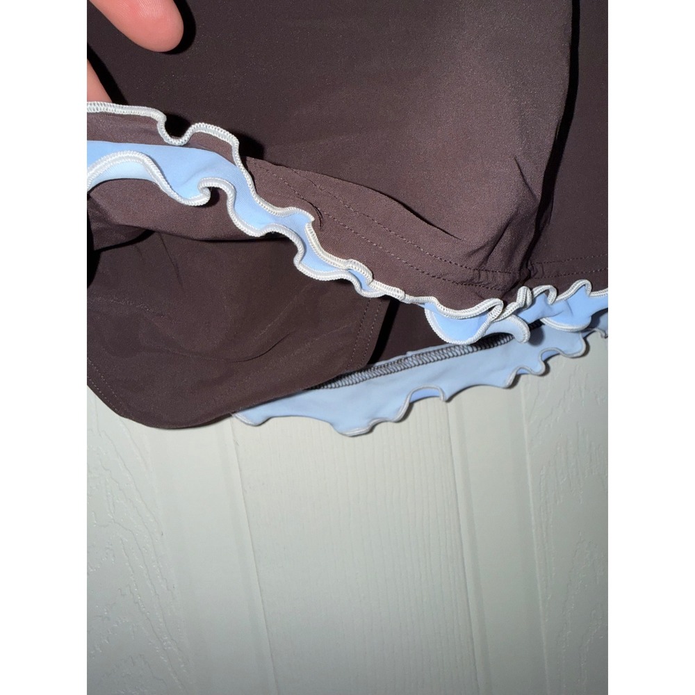 Profile by Gottex Brown Ruffle Swim Skirt Skort Side Slit E800 1P92 Size 14 NEW - Picture 10 of 12